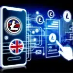 illustrating the process of buying Litecoin in the UK, featuring digital transaction interfaces and elements that tie the process to the UK, such as the Union Jack or London's skyline. These designs aim to convey the simplicity, security, and accessibility of investing in Litecoin for UK residents.