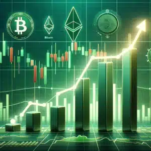 image of a bullish stock chart representing a cryptocurrency price chart with a clear upward trend, symbolizing a bull market.