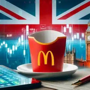 A colourful image depicting McDonald's packaging against a union jack backdrop