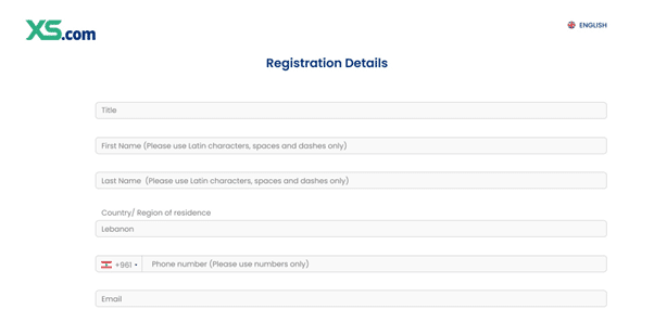 Registration page