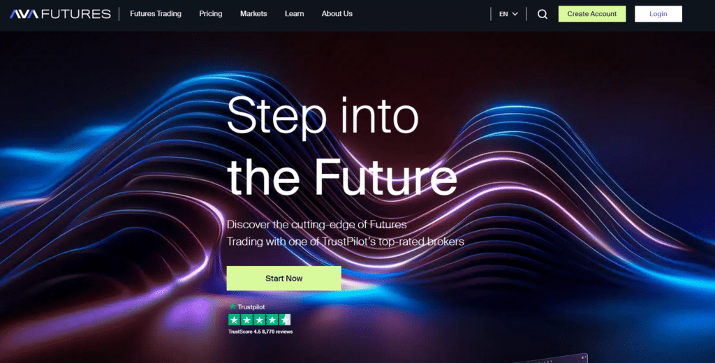 AvaTrade Futures platform homepage featuring advanced trading technology and cutting-edge futures trading opportunities.