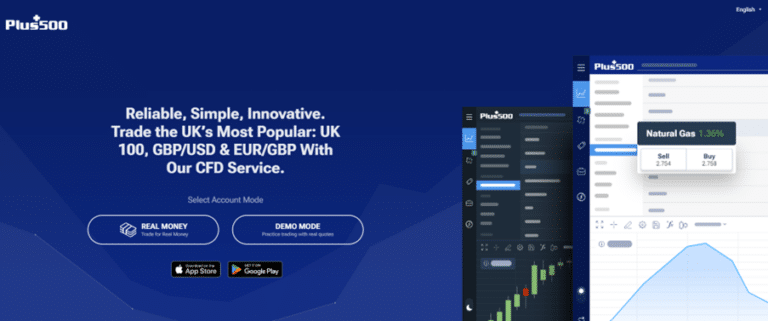 Plus500 demo account showing Brent Oil and other commodities with a live trading dashboard for monitoring trades, including buying and selling options