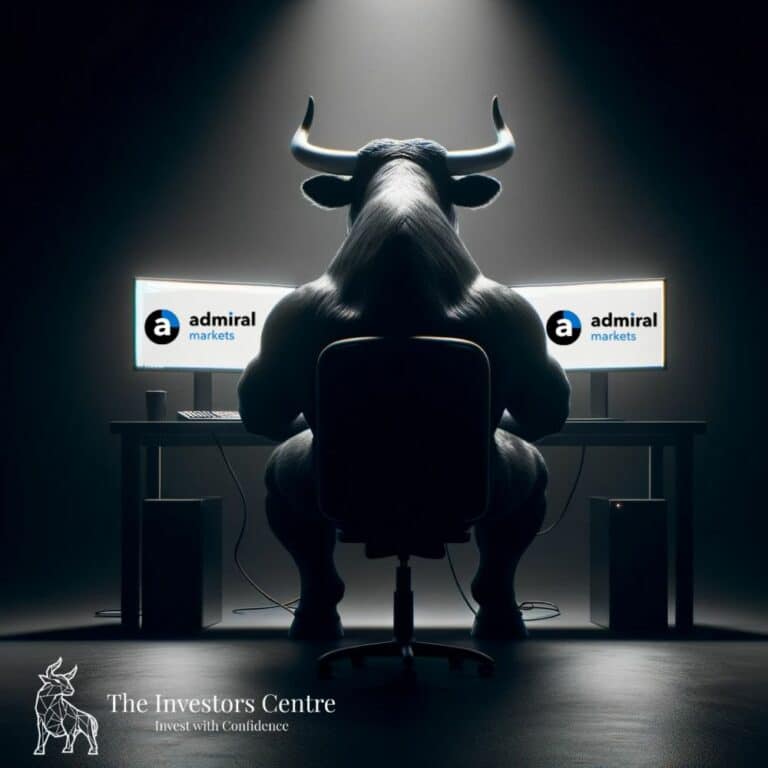 Bullish Bull Reviewing Admiral markets on two computer screens for the Admiral markets Review