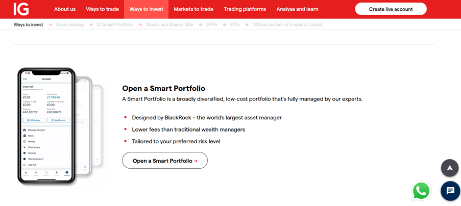 Open a Smart Portfolio with IG, designed by BlackRock to offer low-cost, diversified investment options tailored to individual risk levels.