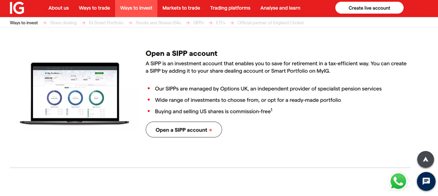 IG’s SIPP account enables retirement saving with wide investment options, commission-free US shares, and specialist pension management services.