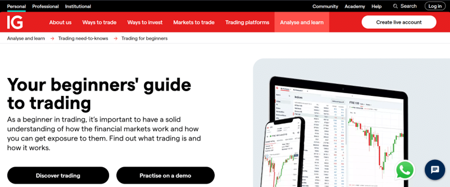 IG’s beginner guide to trading explains how financial markets work and offers tools to practice trading with a demo account. Ideal for new traders.