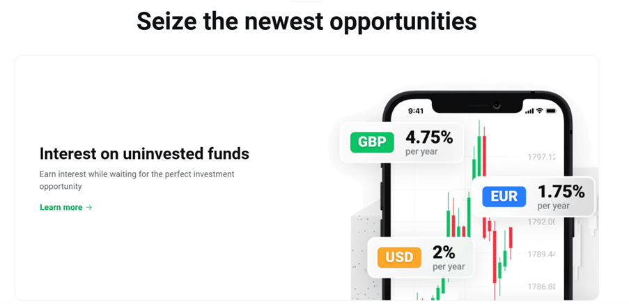 Earn interest on uninvested funds with XTB while exploring trading opportunities across GBP, EUR, and USD with competitive annual rates.