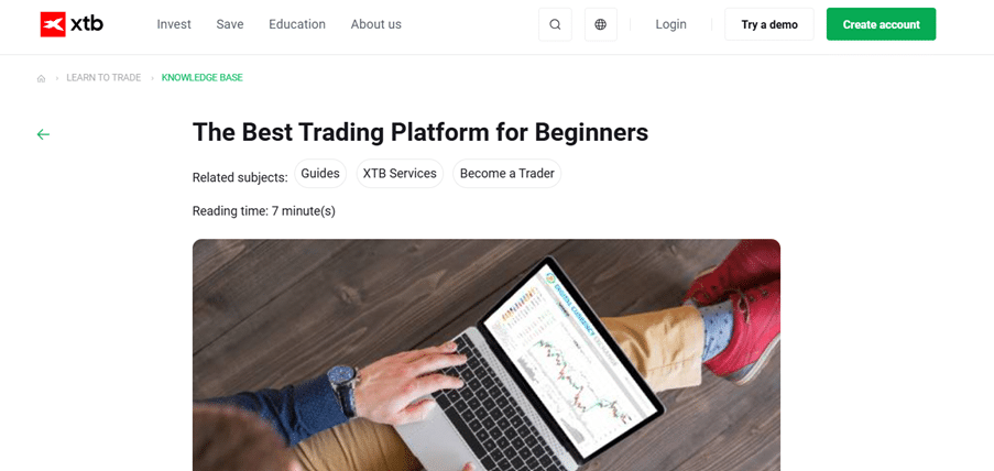 XTB guide for beginners highlighting the best trading platform features, including the xStation interface and educational tools for new traders.