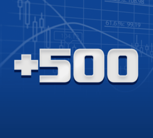 Plus 500 logo in blue