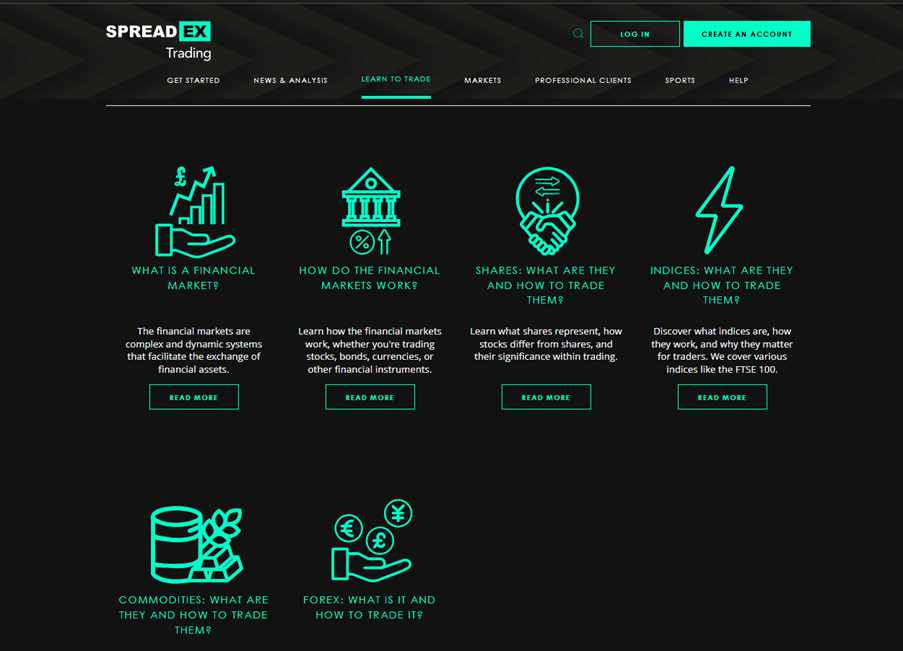 Educational resources from SpreadEX, covering topics like financial markets, shares, indices, and forex trading to help beginners and professionals.